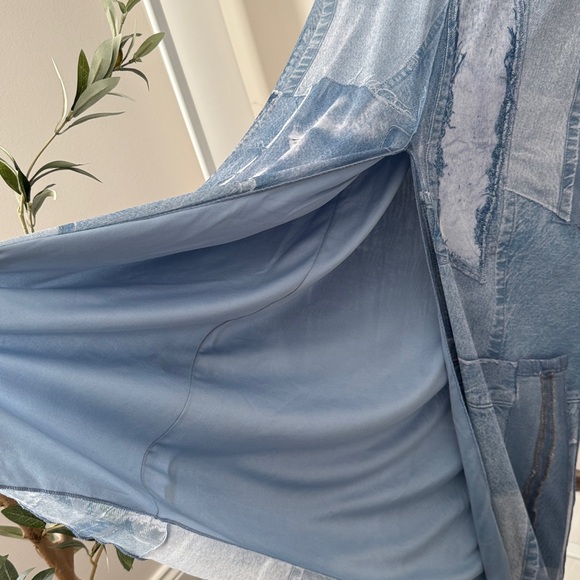 Zara Denim Print Long Sleeve Dress Size S - Picture 5 of 16